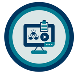 circular graphic of a computer monitor